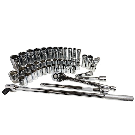 Atd Tools ATD 43-Piece 1/2-Inch Drive 6-Point SAE and Metric Chrome Socket Set 1365